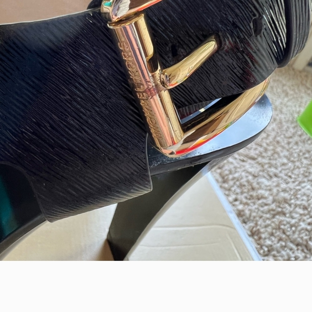 Michael Kors Carla Black Patent Leather Heels Sandals 9.5 - Picture 7 of 7